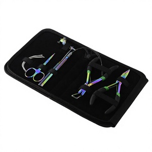 New collection Micro Link <b>Beads</b> Crimping Remover Plier 4pcs Sew in C Type <b>Needle</b> also Pulling Hook and Parting Finger Tool kit - Product Image 1