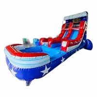 Tobogán Acuático Inflable de Doble Carril Rip Curl de 15 pies con Material de PVC para Uso Comercial en Exteriores y Escalada Central