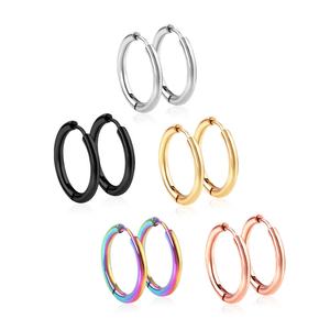 Pendientes de Aro Minimalistas Clásicos de Acero Inoxidable Color Arcoíris, Pendientes Pequeños de Círculo para Mujer, Joyería de Moda - Product Image 1