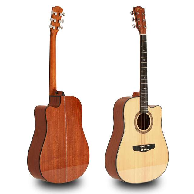 Deviser Solid Spruce Top Acoustic Guitar for Sale Natural Color,41 Inch Cheap Acoustic Electric Guitar