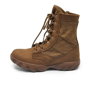 Botines de combate táctico de cuero genuino de malla EVA marrón para hombre, 0,8 kg/par, suela de goma Vibram, zapatos de entrenamiento de verano con cordones - Product Image 3