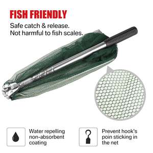 Épuisette de pêche télescopique pliable <span class=keywords><strong>en</strong></span> alliage d'aluminium avec revêtement <span class=keywords><strong>en</strong></span> caoutchouc, flottante, pour <span class=keywords><strong>la</strong></span> pêche <span class=keywords><strong>en</strong></span> <span class=keywords><strong>mer</strong></span> et à <span class=keywords><strong>la</strong></span> <span class=keywords><strong>mouche</strong></span> - Product Image 3