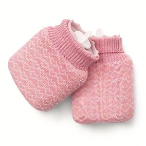 Small Food Grade Silicone Hot Water Bottle Portable Hand <b>Warmer</b> Hot Water Bag With Knit Cover for Winter Warmth - Product Image 1