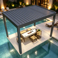 Pergola moderne multi-scènes en alliage d'aluminium thermolaqué avec toit à persiennes, stores vénitiens, anti-corrosion, pour jardin et terrasse