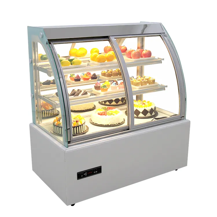 Supermercato commerciale frigorifero verdura torta di frutta display freezer