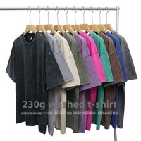 Kaos Rajut Katun Murni 230g Pre-washed Distressed Vintage Bernapas dengan Cetakan Snowflake Gaya Amerika, Potongan Santai
