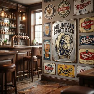 Insegna in Metallo Artigianale Wanfeng Mountain Craft Beer, 100% Alluminio Antiruggine, Resistente alle Intemperie, Placcata Oro, Goffrata, Stile Vintage, Decorazione per Bar - Product Image 6