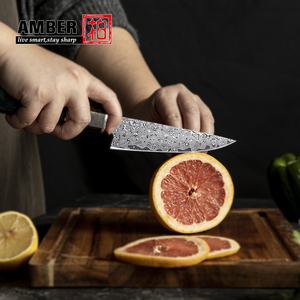 Yangjiang hổ phách dao Damascus thủ công 5inch tiện ích Petty dao tuyệt vời mặc sức đề kháng độ sắc nét bền mạnh mẽ nhựa Grip - Product Image 6