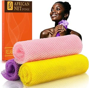3 Pieces African Loofah Bath Sponge Long Net Exfoliating Shower Scrubber for Skin <b>Smoothing</b> Simple Design Gift Box - Product Image 1
