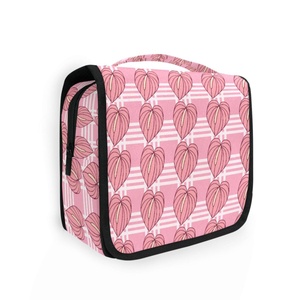 <b>Small</b> Travel Toiletry <b>Bag</b> Hawaii Palaka Pink Flower Portable Waterproof Zipper Cosmetic <b>Bag</b> for Women Hanging Makeup <b>Bag</b> - Product Image 2