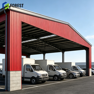 Estructura de Acero Modular Resistente con Vigas en H, Almacén Logístico de Lados Abiertos, Pabellón de Gran Envergadura para Almacenamiento de Materia Prima - Product Image 1