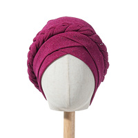 Nuevo Turbante de Color Sólido con Lentejuelas, Gorro Musulmán con Trenza Pequeña, Gorras de Algodón Transpirable con Certificación CE para Uso Diario
