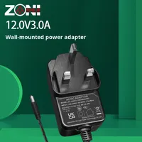 Adaptateur secteur mural 36W pour le Royaume-Uni, matériau ABS, chargeur rapide PD, ports AC/DC pour appareils électroniques mobiles, modèle Zhongli, fabriqué en Chine