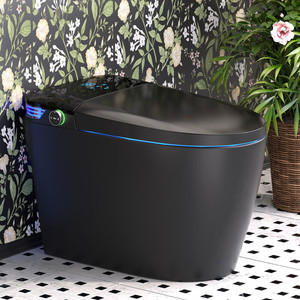 Salle de bain Nouvelle conception Couleur noir mat Lavage arrière Lavage des hanches Lumière ambiante Lumière nocturne Automatique Toilette intelligente monobloc - Product Image 1