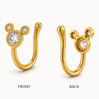 En gros, Faux anneau de nez en cuivre non-perçant, avec zircon CZ, motifs couronne dorée, cœur, nœud, fleur, bijoux de corps pour femmes