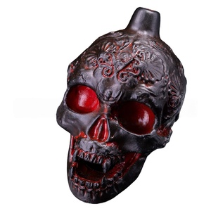 Silbato de Cerámica Tallado con Forma de Calavera, Silbato Mayan Azteca, Decoración de Terror para Halloween, Generador de Ruido, Venta al por Mayor, Dos Opciones de Color - Product Image 1
