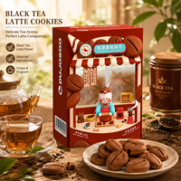 Biscuits croustillants en forme de grains de café, saveur thé noir latte, en-cas, biscuits, OEM, marque privée, emballage personnalisé, vente en gros
