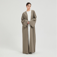 Abaya Personnalisée en Lin Naturel pour Femme, Respirante, Longueur Totale, Abaya Musulmane Unie pour Femme