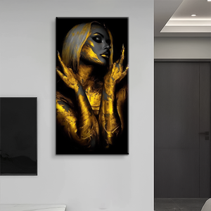 Vente en gros <span class=keywords><strong>de</strong></span> peinture moderne pour <span class=keywords><strong>femme</strong></span>, art corporel, toile dorée, portrait imprimé numérique à l'<span class=keywords><strong>aquarelle</strong></span> pour la décoration murale <span class=keywords><strong>de</strong></span> la maison - Product Image 1