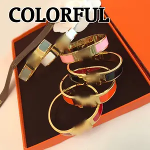 Bracelets de créateurs personnalisés Marques célèbres Bracelet tendance en acier titane 316L Bracelet en acier inoxydable Lettre H Bracelet en émail Bracelets