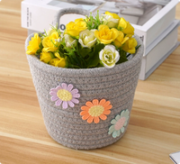 Panier de rangement mural multifonctionnel cylindrique en corde de coton tressée, écologique, durable et moderne, avec poignée pour