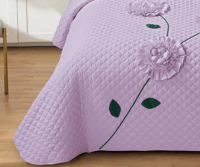Ensemble de literie à motifs de blocs et de rayures combinés à des fleurs brodées à la main, draps de lit de haute technologie, couvre-lit luxueux et magnifique
