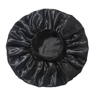Large Satin With Elastic Soft Band Jumbo Black Wide Edge Bonnet Night <b>Head</b> Cover <b>Silk</b> Hair <b>Wraps</b> Turbans for Women Girls - Product Image 3