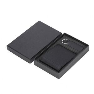 Guangzhou Manufacturer's Custom Saffiano Leather Gift Box Set <b>Men's</b> Short Wallet <b>Purse</b> Keychain Anti-theft with Chain Decoration - Product Image 1