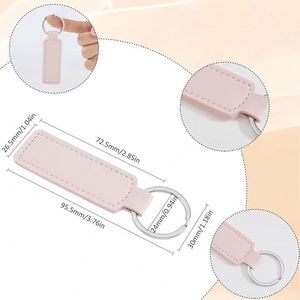 Custom LOGO PU Leather Keychains Rectangular Engraving Blanks Keychains with <b>Key</b> <b>Ring</b> for Chain Stamping DIY Crafts Accessories - Product Image 2