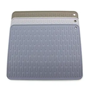 Nouveau Silicone Tapis de Séchage Plat Canal Pliant Drainant Tapis évier rectangulaire Tapis Vaisselle Pad antidérapant Résistant à la Chaleur Plateau