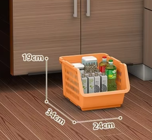 Panier de rangement empilable en plastique pliable pour cuisine, garde-manger, salle de bain, fruits, légumes et collations - Product Image 3