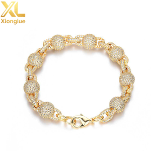Luxury 18K Gold Plated for <b>Bracelet</b> for Men and Women Full Diamond Round <b>Bead</b> Iced Design Butterfly Shape Fine Jewelry Bangle - Product Image 1