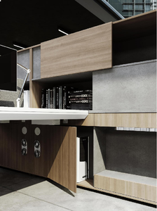 Multi-User 6-Person Modern <b>Wooden</b> Modular Workstation Office <b>Desks</b> with Partition Table Set for Teams - Product Image 6