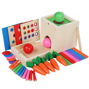 YUCI 6-EN-1 Boule En Bois Cible Boîte Multifonctionnel Insert Bâtons Tirant Des Carottes Éducation Précoce 6-en-1 Coin Box Jouet - Product Image 4