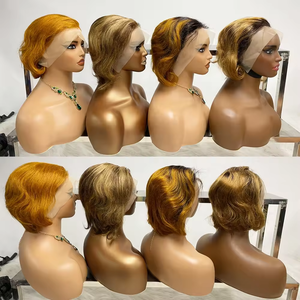 Promotion 9,9$ Perruques Courtes Pixie Lisses avec Lace Frontale 13x4 Vente en Gros Perruques Brésiliennes 100% <span class=keywords><strong>Cheveux</strong></span> Humains pour <span class=keywords><strong>Femme</strong></span> Noire 130g - Product Image 4