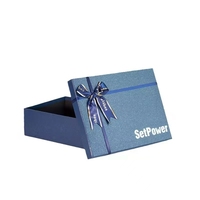 Boîte à nœuds rectangulaire bleue recyclable et réutilisable, rigide, écologique, biodégradable, haut de gamme, avec lamination mate et doublure en éponge pour bougies