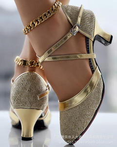 Agent d'achat 1688 FTS – Chaussures de danse latine et salsa à talon chaton et lanières croisées scintillantes pour femme – Expédition DDP Chine à faible commission - Product Image 1