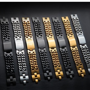 Nuovo Bracciale da Uomo con Croce Biblica a Doppio Strato, Catena Larga Incisa in Acciaio Inossidabile 316L con Fibbia - Product Image 2