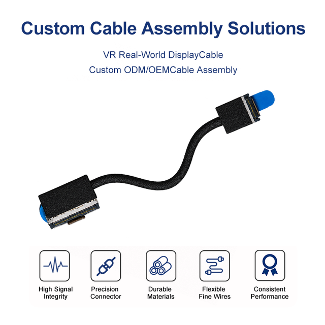 30Pin VR Display Micro Coaxial Cable 38AWG 0.5mm Pitch EDP LVDS Cable Assembly High Speed Data Cable PVC/PTFE