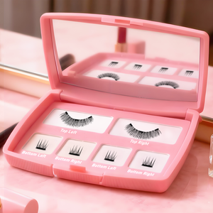 Großhandel Eigenmarke Wiederverwendbare 3D Seiden Wimpern im Half-Corner-Stil Magnetische Cat-Eye Natürliche Falsche Wimpern Kit mit Applikator Etui und Logo - Product Image 1
