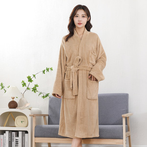 High-End di velluto corallo accappatoio Yukata coppia <span class=keywords><strong>camicia</strong></span> <span class=keywords><strong>da</strong></span> <span class=keywords><strong>notte</strong></span> per le donne assorbente asciugamano materiale nuovo stile per la primavera autunno inverno - Product Image 4