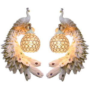 Modern Nordic Home Decorative Living Room Bedroom Wall Mount <strong>Peacock</strong> <strong>Lights</strong> Indoor Crystal Led Wall Lamp - Product Image 1