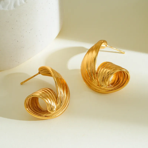 Pendientes Geométricos Irregulares de Acero Inoxidable 304 con Baño de Oro de 18K, Joyería Moderna para Mujer - Product Image 4
