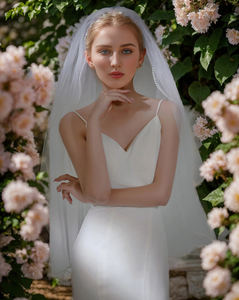 Vente chaude : Voiles courts de mariée en gaze perlée tressée à la main, style européen et américain, pour coiffure - Product Image 6