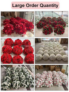 Vente d'usine : Boule de fleurs artificielles rondes en roses rouges faites à la main, centre de table doux pour mariages, fêtes et la Saint-Valentin - Product Image 3