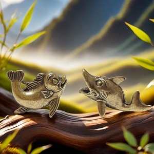 Esculturas de Latón de Delfines, Tiburones y Ballenas, Estilo Antiguo, Bronce Envejecido, Decoración, Artesanía (1 Pieza) - Product Image 1