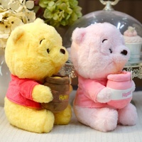 Peluche adorable Winnie l'ourson avec pot de miel, ours jaune rose kawaii, jouet en peluche, cadeau d'anniversaire pour enfants, objet de collection