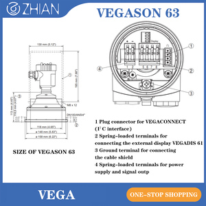 Niveau-mètre ultrasonique VEGASON63 d'origine allemande pour mesurer le niveau du liquide ou du matériau solide dans les conteneurs de stockage ou les piscines - Product Image 2
