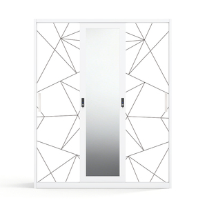 Armario de Acero Impreso con 3 Puertas Corredizas y Espejo de 1500 mm para Muebles de Dormitorio - Product Image 2