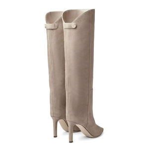 Yüksek kalite özel Logo kadın diz yüksek yapılan çizmeler ayakkabı kış sivri burun yüksek topuk çizmeler - Product Image 5